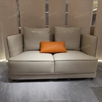 Dove Gray Leather Sofa Set with Piped Edge Craftsmanship, Diamond Quilted Accents & Natural Wood Veneer